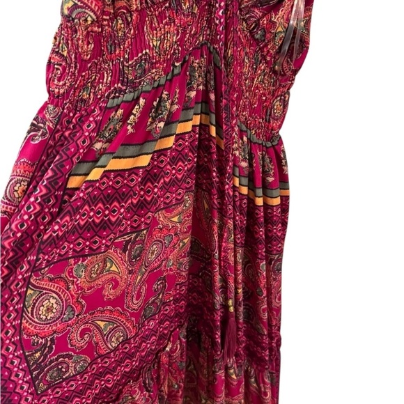 Me 2 Magic Anthropologie Pink Red Floral Stretch Maxi Dress Medium Divine Beauty - Picture 15 of 15